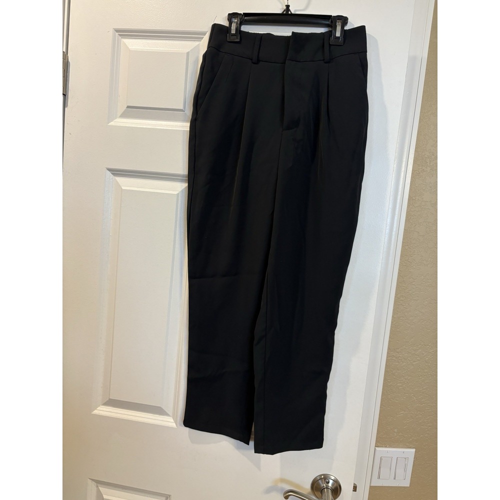Halara Pull On Pleated Wide Leg Pants Size XS Petite Black Stretch